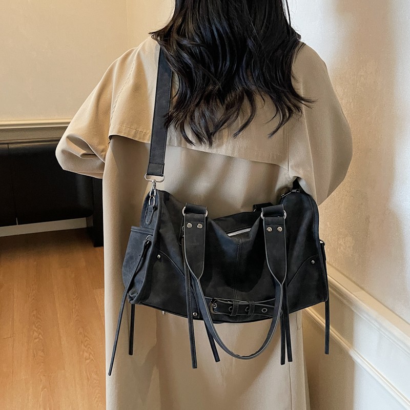 Leatherwork Workshop - PU Leather Retro Motorcycle Handbag Solid