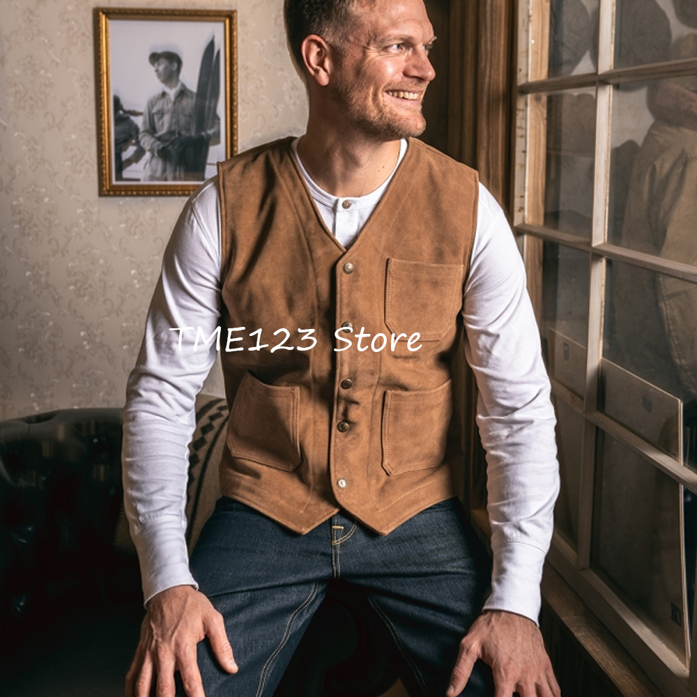 Leather Work Vest For Men - Men's Fashion Suit Vest Single Breasted