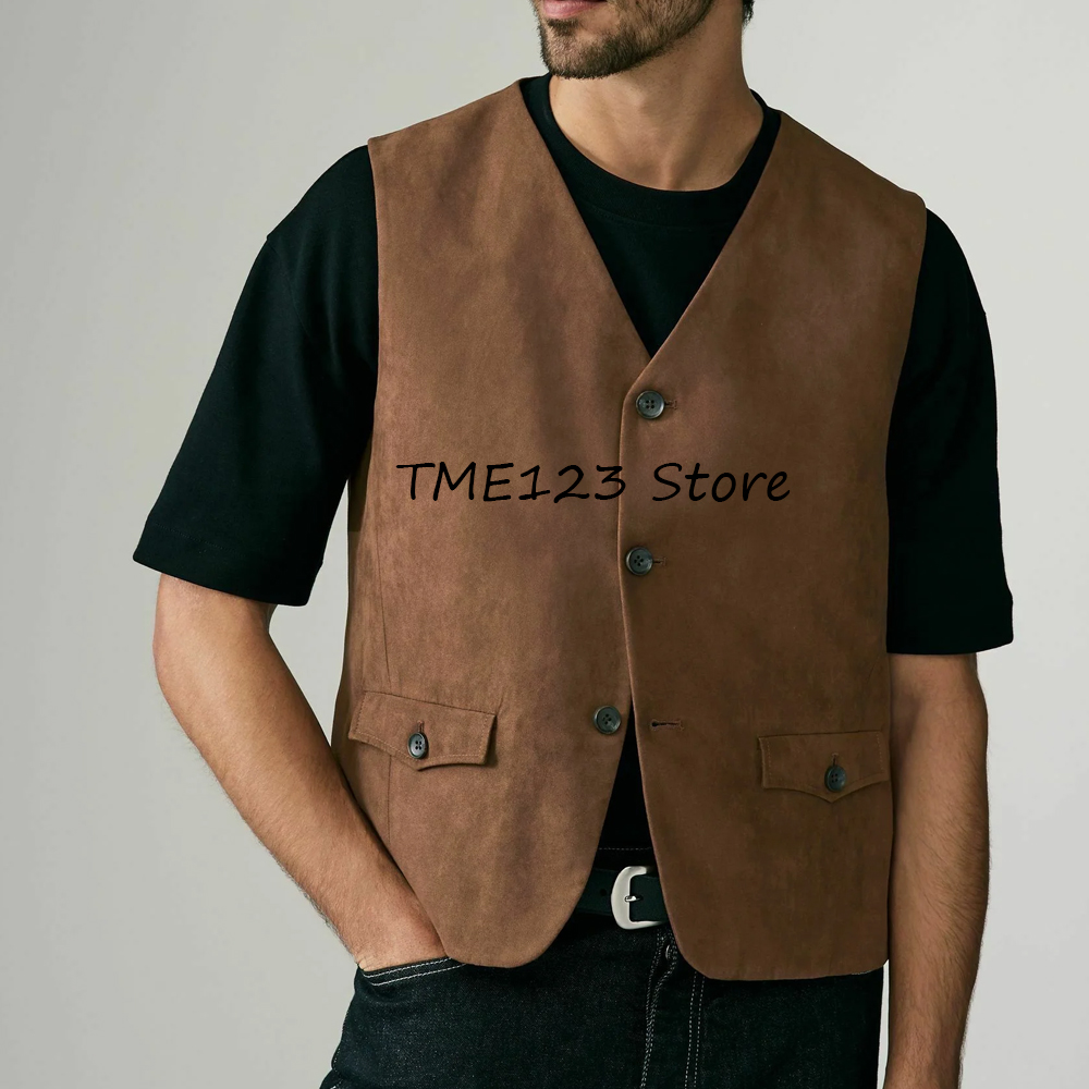 Leather Work Vest For Men - Mens Vest for Man Men's Suede
