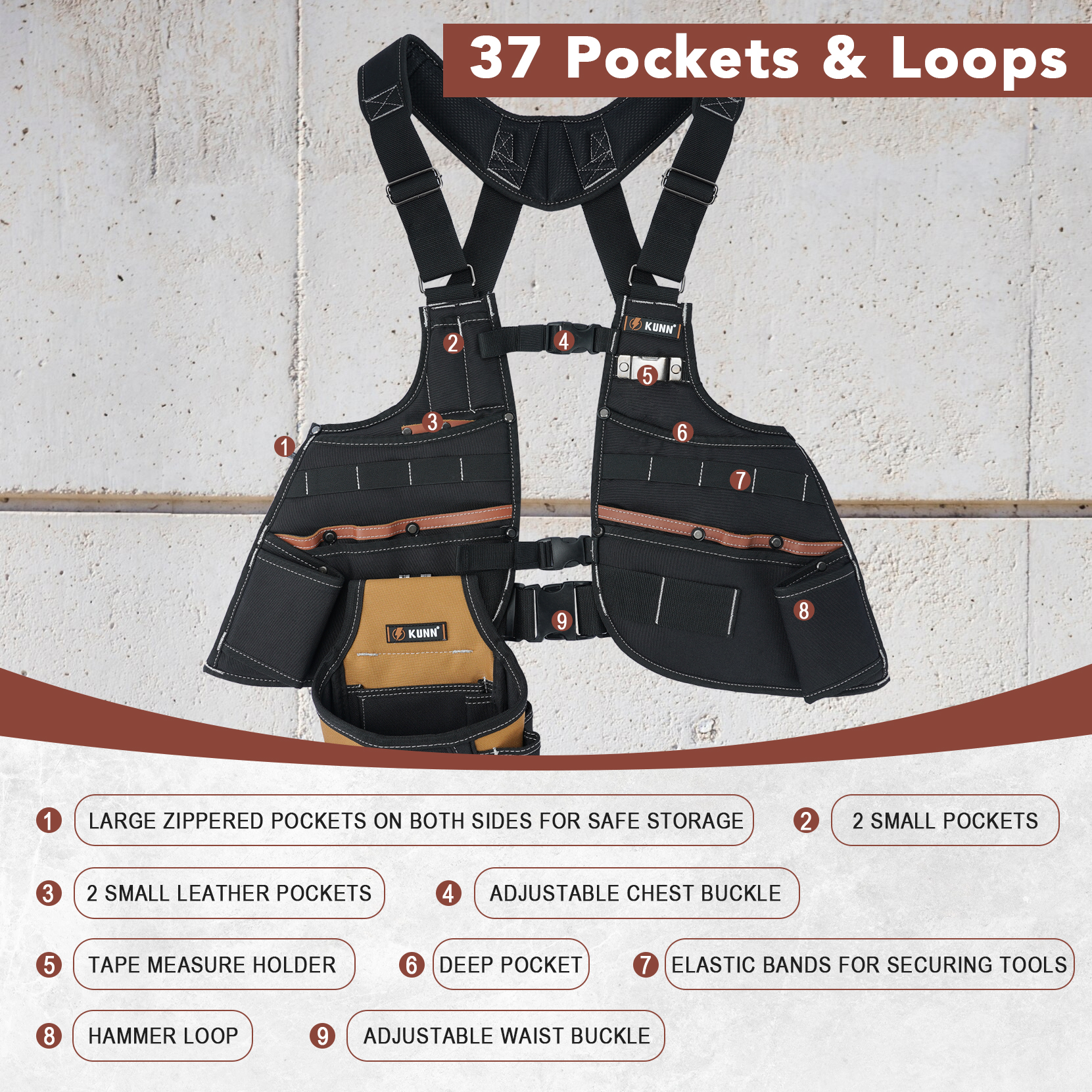 Leather Tool Vest for Men – Ad - Leather Work Vest For Men ulasan dan harga