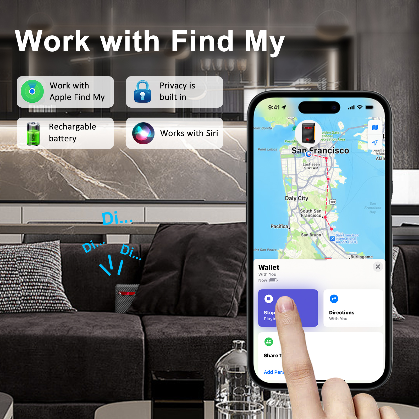 Smart GPS Wallet for Men Work  - Leather Work In My Area ulasan dan harga