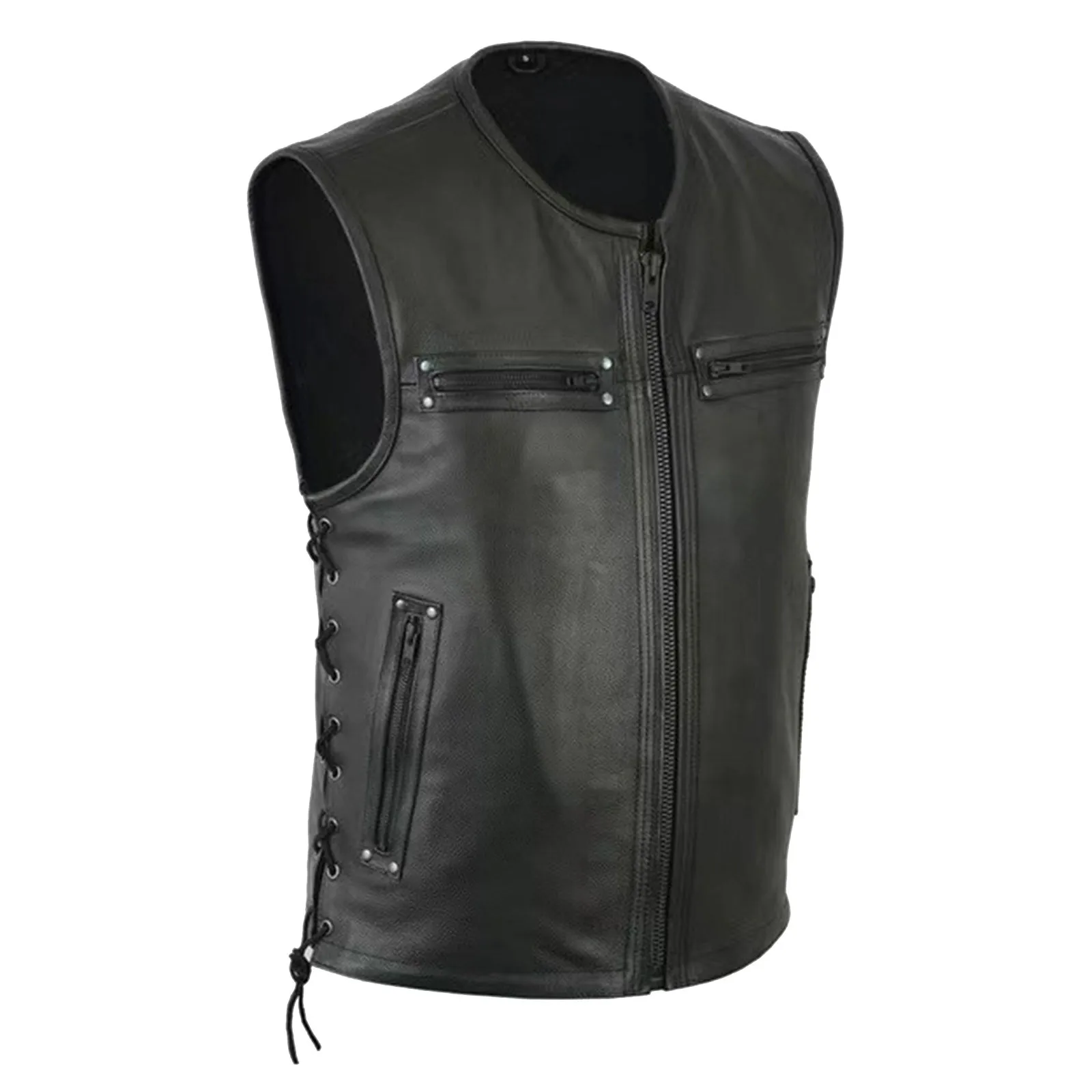 Men's Vest Motorcycle Fleet Pu - Leather Work Vest For Men ulasan dan harga