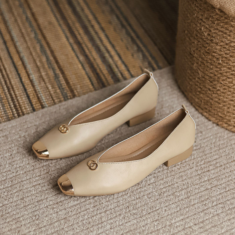 2026 New Women's Square Toe Fl - Leather Work For Kids ulasan dan harga