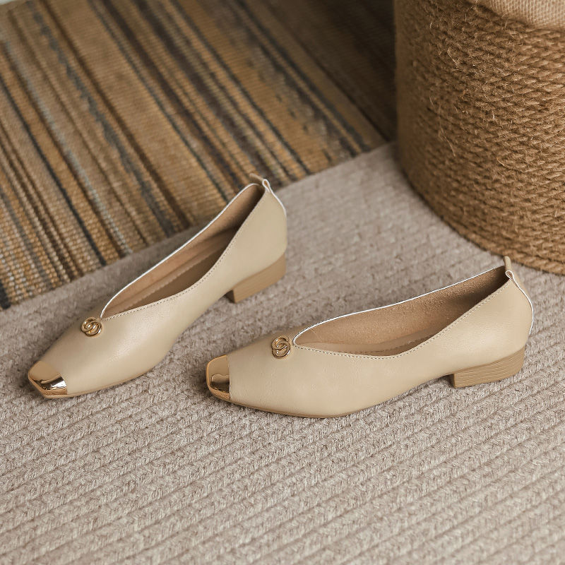 2026 New Women's Square Toe Fl - Leather Work For Kids ulasan dan harga