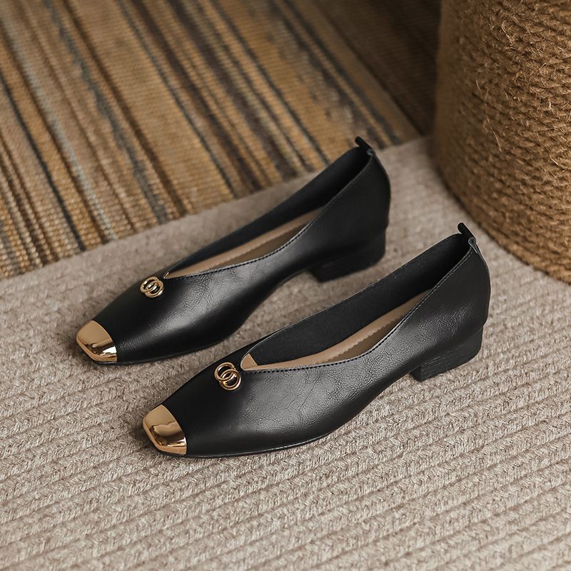2026 New Women's Square Toe Fl - Leather Work For Kids ulasan dan harga