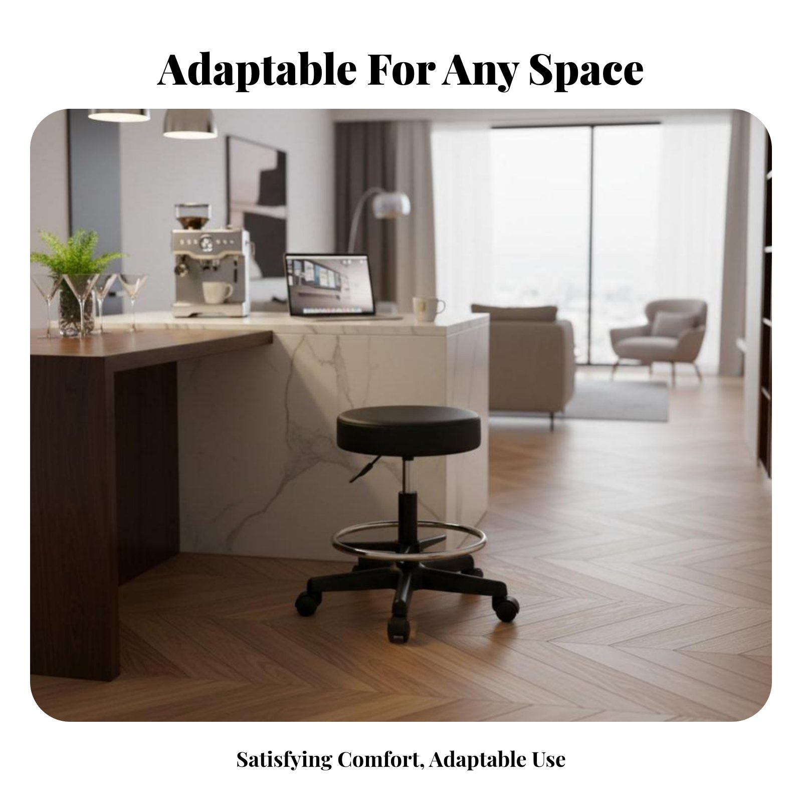Adjustable Rolling Stool Versa - Upholstery Leather Work ulasan dan harga