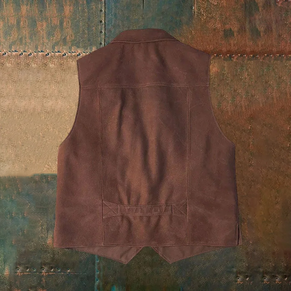 Gilet Men Single-breasted Vest - Leather Work Vest For Men ulasan dan harga