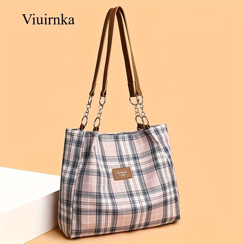 Ladies' Fashion Plaid Handbag  - Leatherwork Essentials ulasan dan harga