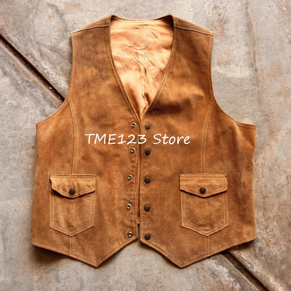 Suede Fashion Suit Men's Vest  - Leather Work Vest For Men ulasan dan harga